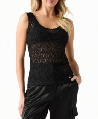GUESS Women's Matilde Lace Scoop Neck Tank Top