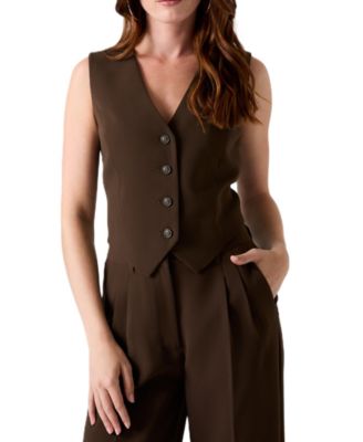 GUESS Women's Theoline Perfect Tailored V-Neck Button-Up Vest