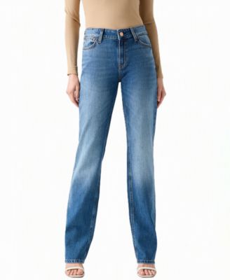 GUESS Women's Nicky Straight-Leg Mid-Rise Jeans