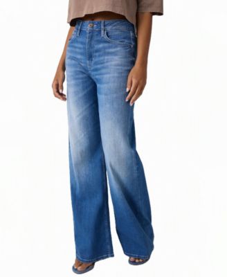 GUESS Women's Bellflower High-Waisted Wide-Leg Jeans