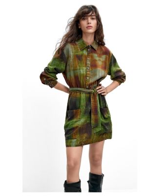 Женское платье-рубашка Desigual M. C. Lacroix с длинным рукавом и графическим принтом