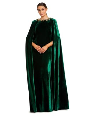 Mac Duggal женское вечернее платье-cape из бархата с отделкой
