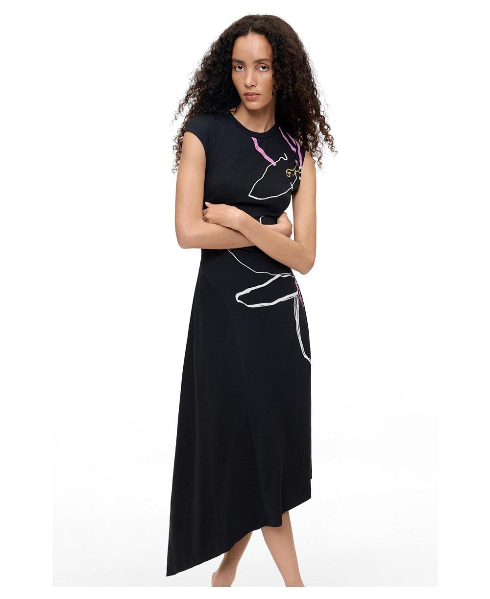 Женское платье Desigual Floral-Print Asymmetric