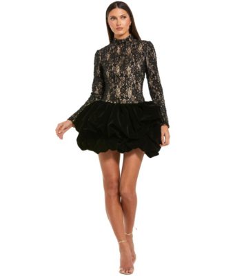 Mac Duggal Women's Sequin-Lace Bubble-Hem Mini Dress