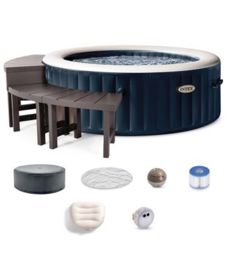 Intex PureSpa Plus Portable Inflatable Jet Spa and Medium PureSpa Benches (2 Pack)
