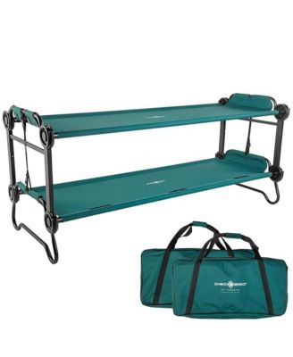Disc-O-Bed Large Outdoor Convertible 2 Person Portable Camping Bunk Cots, Green
