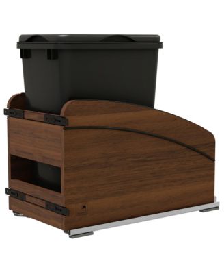 Rev-A-Shelf Walnut Wood Контейнер для мусора, Soft-Close, 35 qt, Black