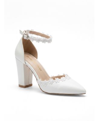 Prologue Shoes Women's Alisa Block Heel Bridal Pointed Toe Pump