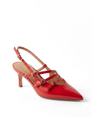 Red patent faux leather
