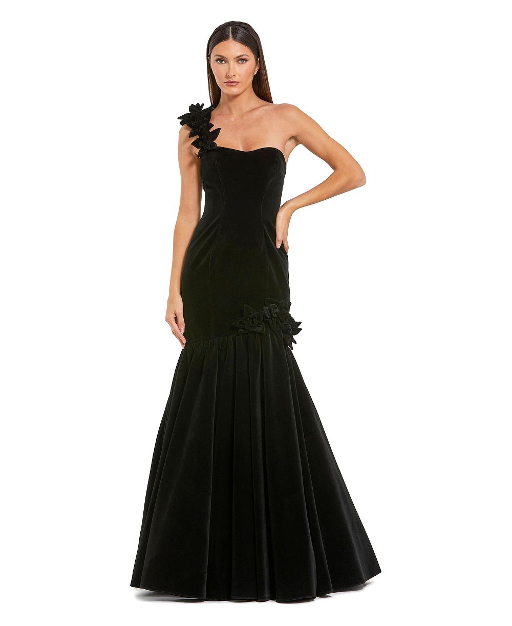 Mac Duggal женское вечернее платье-русалка из бархата с асимметричным плечом