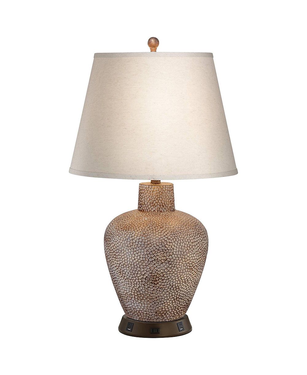 360 Lighting Настольная лампа Southwestern с USB и розеткой, 29" Tall, Brown Hammered Pot