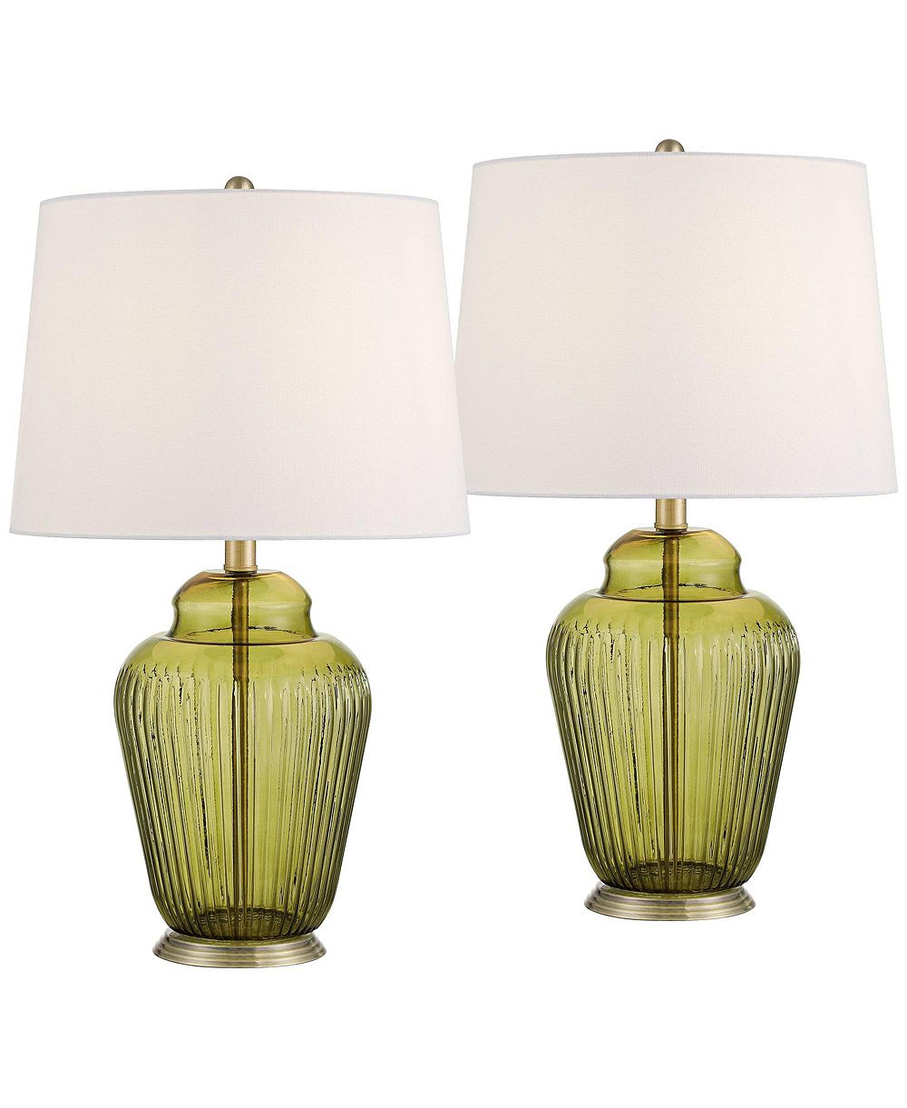 Набор настольных ламп 360 Lighting Grimmia 24" High Moss Green Glass, 2 штуки