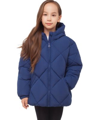 Rokka&Rolla Girls' Charlotte Diamond Quilted Hooded Puffer Jacket, Size 4-18