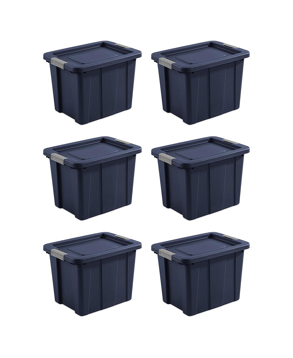Sterilite 18 Gal Latching Tuff1 Stackable Storage Tote with Latching Lid, 6 Pack