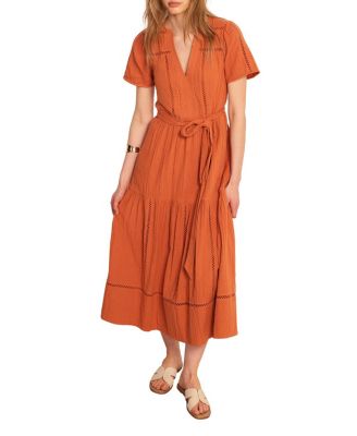 Платье Mint Velvet Women's V-Neck Short-Sleeve Cotton Cheesecloth Maxi
