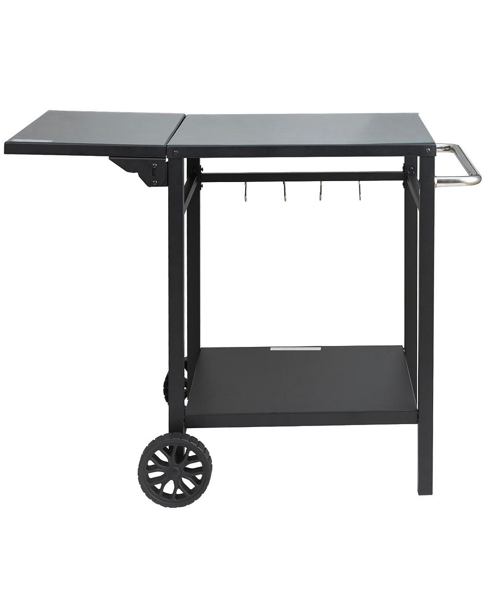 VEVOR Outdoor Grill Dining Cart Double-Shelf BBQ Movable Food Prep Trolley Patio