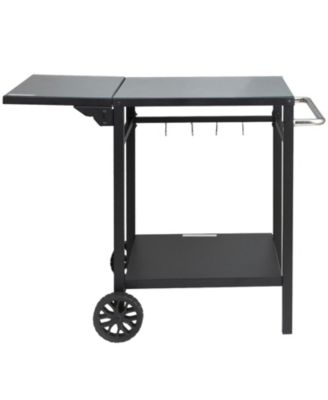 Тележка для гриля VEVOR Outdoor Grill Dining Cart Double-Shelf BBQ Movable Food Prep Trolley Patio