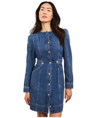 Mint Velvet Women's Puff-Sleeve Denim Mini Dress