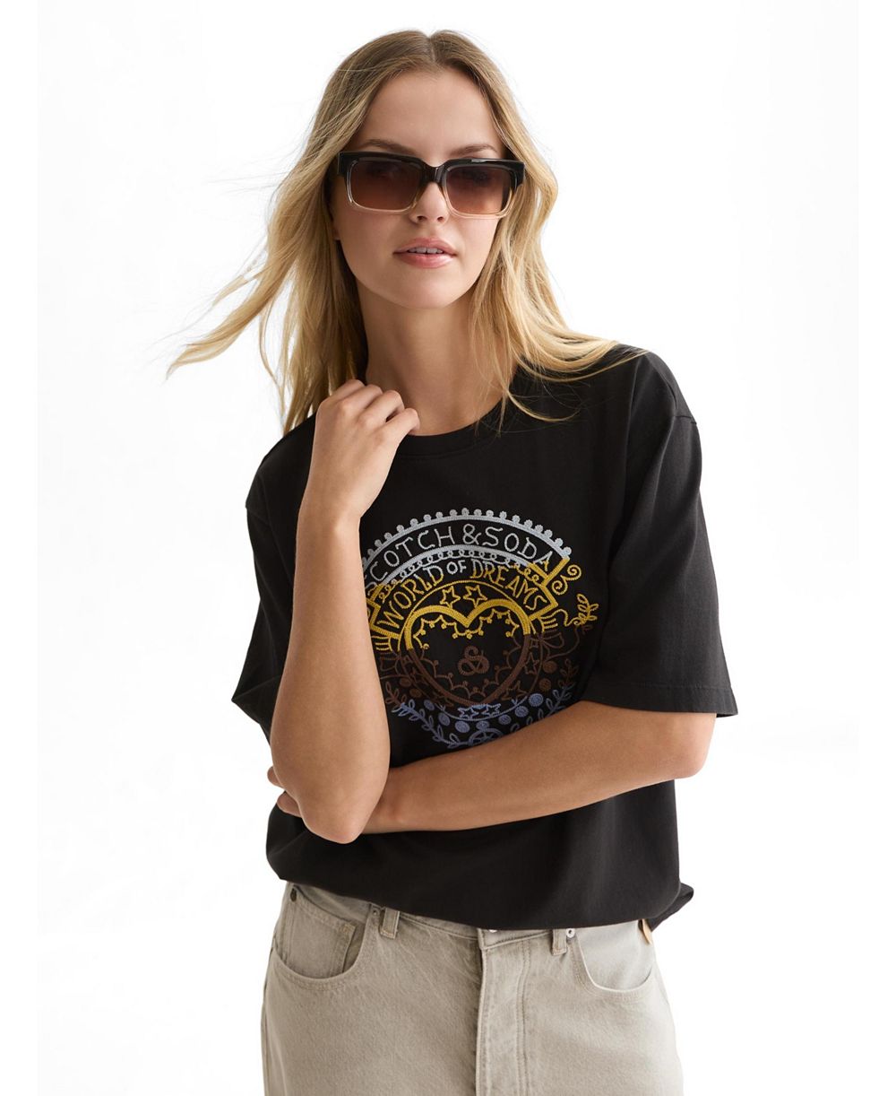 SCOTCH & SODA Женская футболка свободного кроя с вышивкой