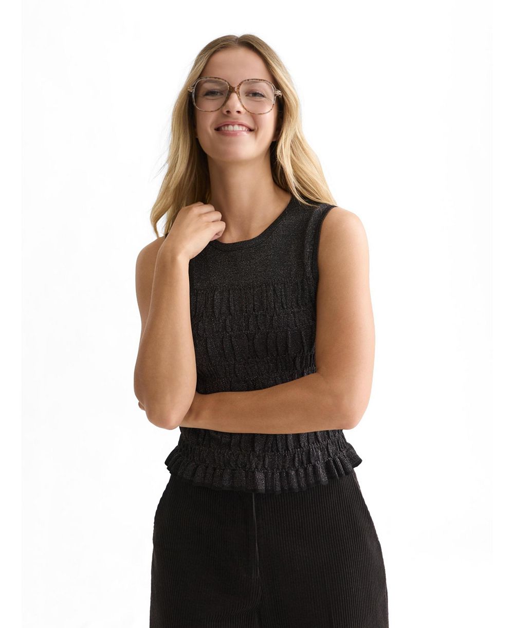 Женский вязаный топ SCOTCH & SODA Women's Smock Stitch Knitted Crewneck Tank