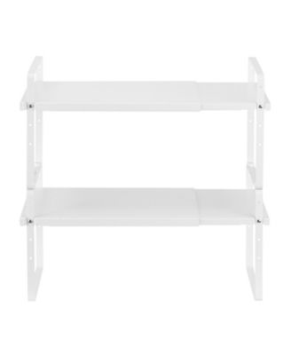SUGIFT Adjustable Expandable 2-Tier Cabinet Shelf Organizer 4-Level Height 16 to 25.6in Width