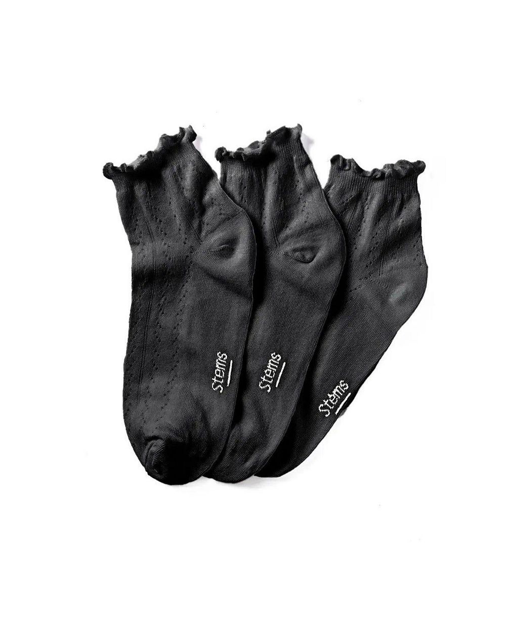 Stems Women's 3-Pack Pointelle Mid Crew Socks