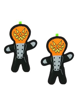 Tuffy Holiday Pumpkin Man 2 Pack, Halloween Plush Squeaky Dog Toy