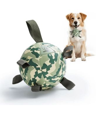 Nocciola Camo Soccer Ball Dog Toy, 6 Inch Squeaky Tug and Fetch Ball with Durable Strap, Interactive Toy for Medium Dogs
