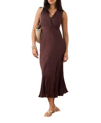 Mint Velvet Women's Sleeveless V-Neck Crinkle Maxi Dress