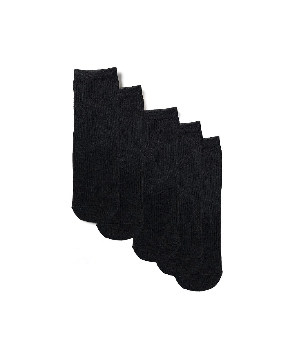 Stems Women's Ribbed Cotton-Blend Ankle Socks, 5-Pack