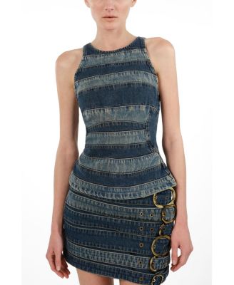 NOCTURNE Women's Halter Neck Denim Blouse