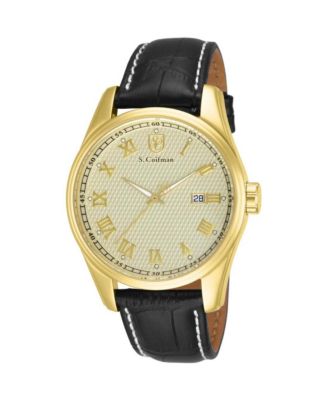 Invicta S.Coifman SC0147 мужские кварцевые часы Heritage с шампанским циферблатом и кожаным ремешком, 45 мм
