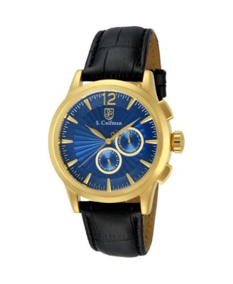 Invicta S.Coifman SC0264 Men's Heritage Chronograph Dial Leather Strap Watch 43mm