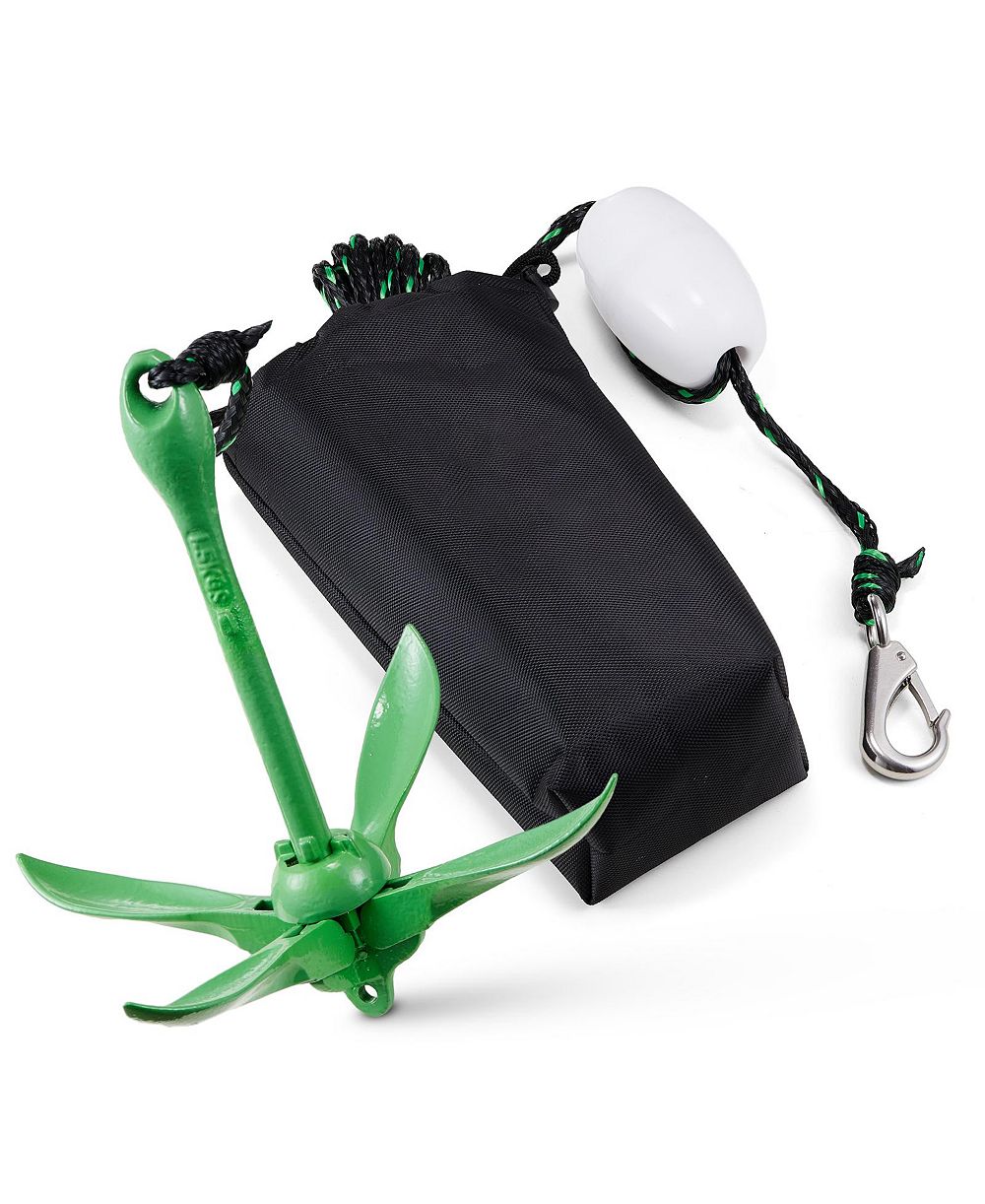 SEVORLEY Folding Kayak Anchor Kit, 3.5 lb Grapnel Anchor with 26 ft Rope, Buoy, Snap Hook and Storage Bag