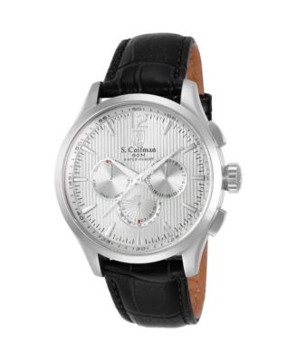 Invicta S.Coifman Men's Heritage Chronograph Dial Leather Strap Watch
