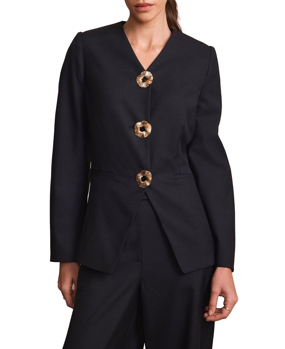 Mint Velvet Women's Sculpted V-Neck Wool-Blend Lined Blazer