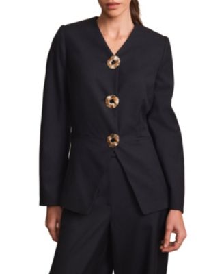 Женский приталенный блейзер Mint Velvet Sculpted V-Neck Wool-Blend Lined