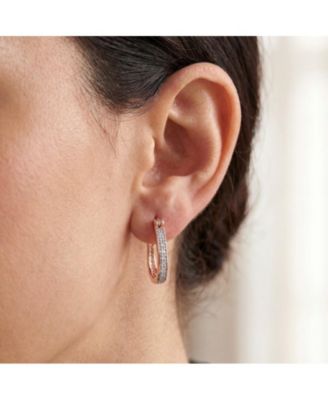 Genevive Dainty 18K Rose Gold Plated CZ Horseshoe Mini Hoop Earrings