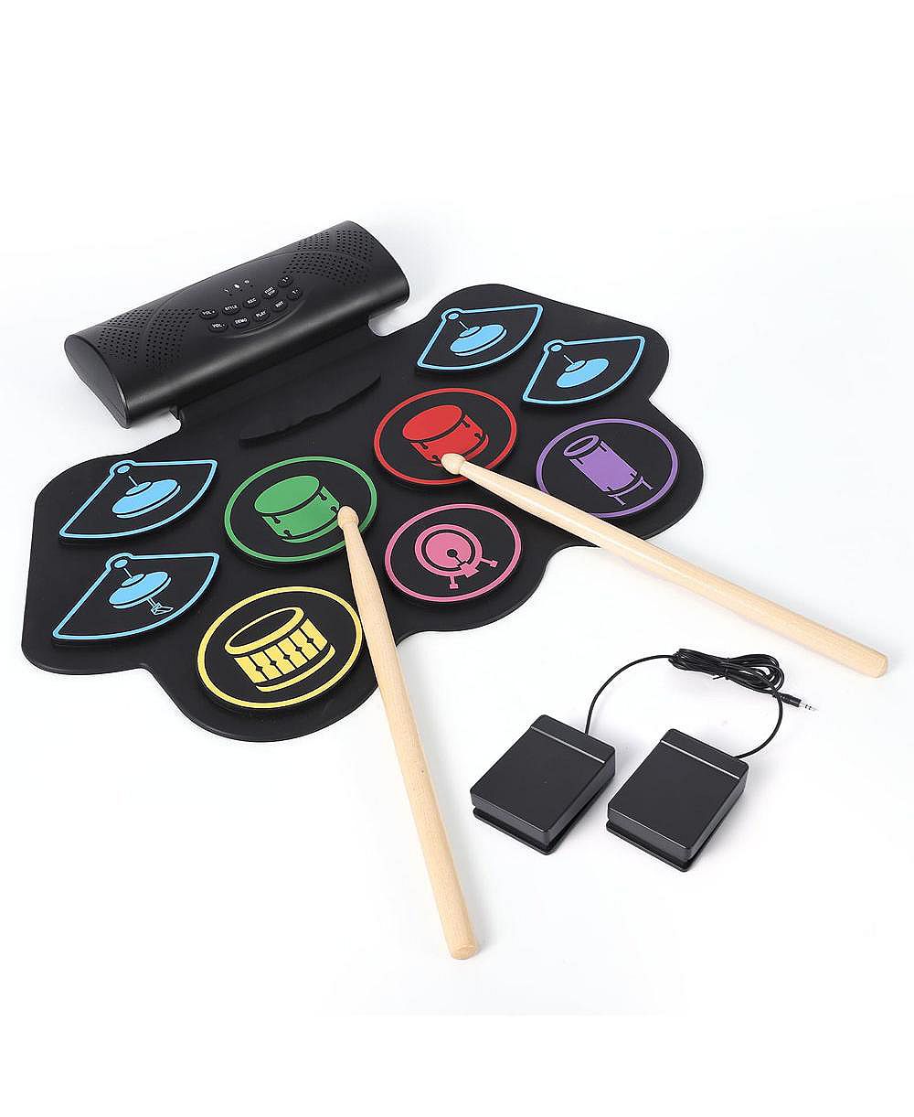homfan Roll-Up Portable Electronic Drum Set with Color-Coded Pads, 9-Piece, Ages 10+
