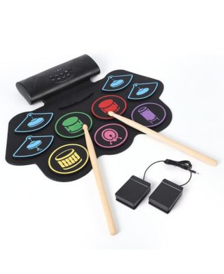homfan Roll-Up Portable Electronic Drum Set with Color-Coded Pads, 9-Piece, Ages 10+