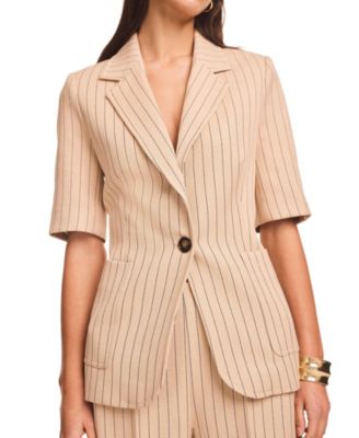 Женский однобортный блейзер Mint Velvet Pinstripe Short-Sleeve Single-Button
