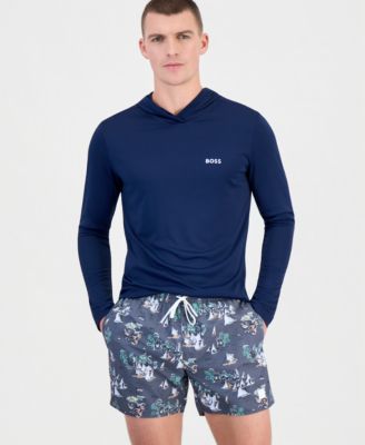 Мужские плавки Hugo Boss с полным принтом пираньи, длина шва 5"
