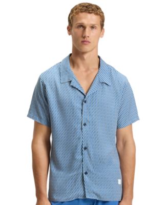 BOSS by Hugo Boss Men's Spread-Collar Mini-Pattern-Print Beach Shirt