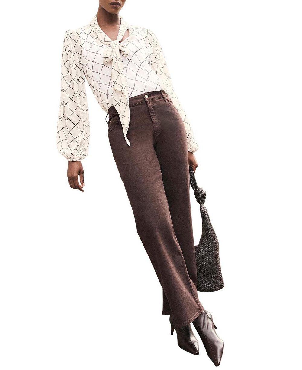 Mint Velvet Женская блузка в клетку с бантом