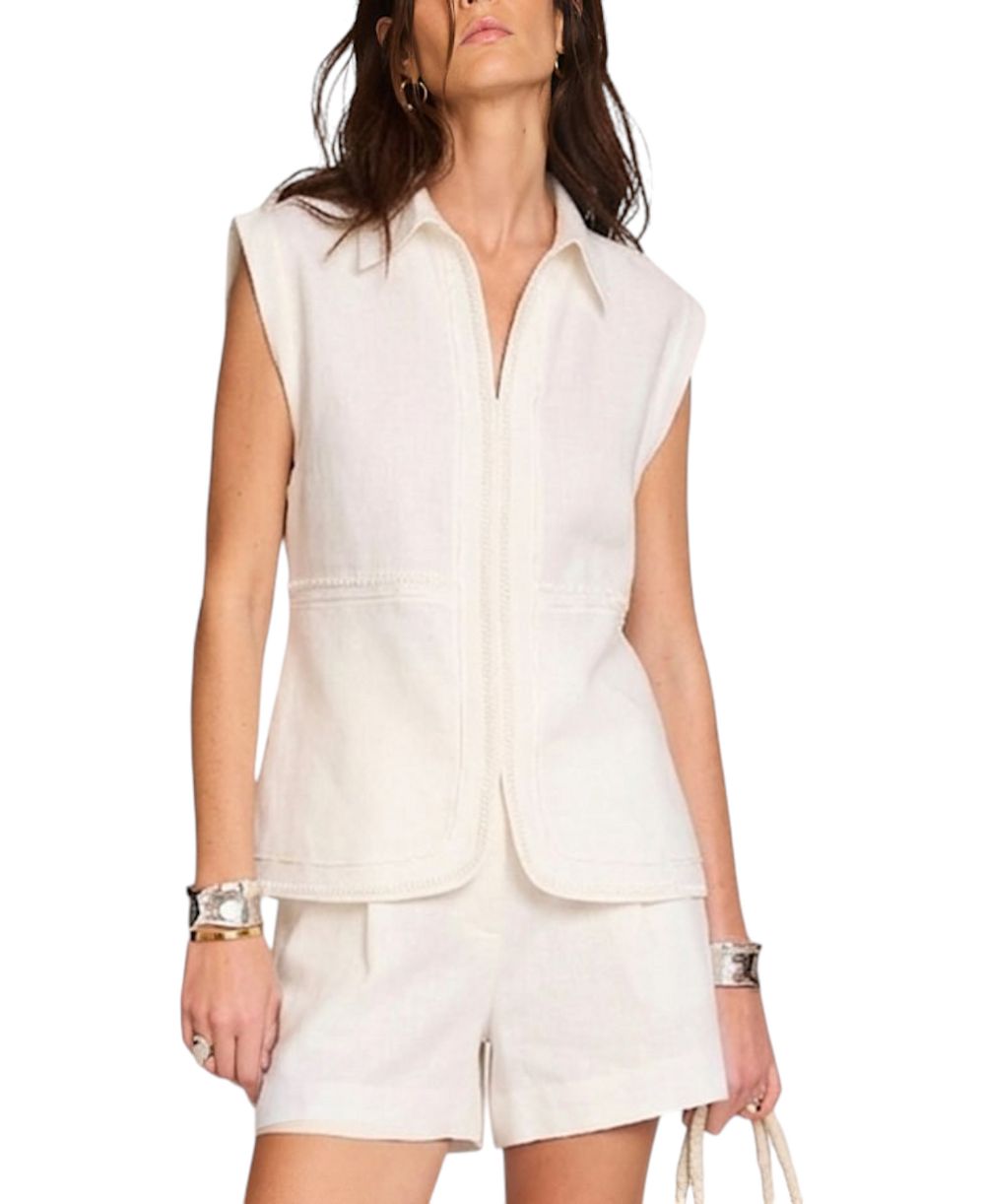 Mint Velvet Women's Sleeveless Collared Pocket Linen Blouse