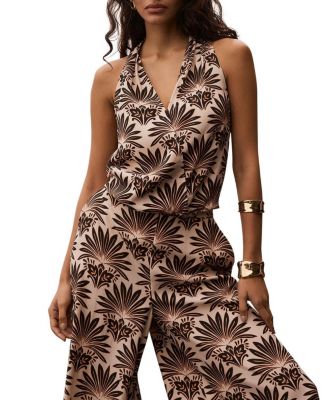 Mint Velvet Women's Sunset Palm Halter V-Neck Wrap Top