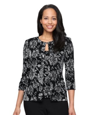 Alex Evenings Women's 3/4-Sleeve Glitter Knit Twinset Jacket and Tank Set