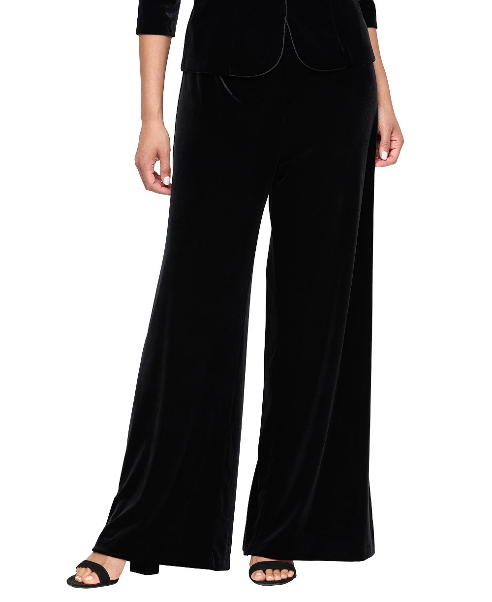 Alex Evenings Women's Palazzo Wide-Leg Velvet Pants