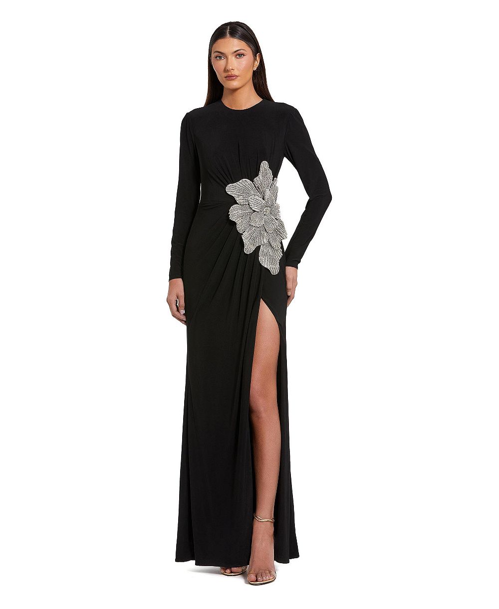 Mac Duggal женское вечернее платье из джерси с украшением в виде цветка, пэти