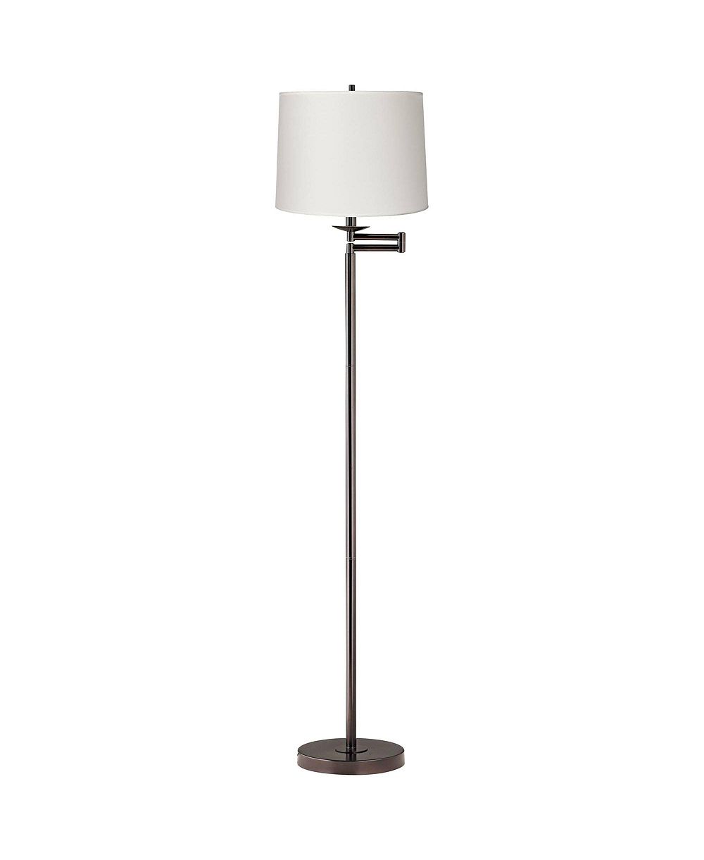 Напольный торшер 360 Lighting Modern Swing Arm Bronze White Hardback Tapered Drum Shade for Living Room Reading Bedroom Office